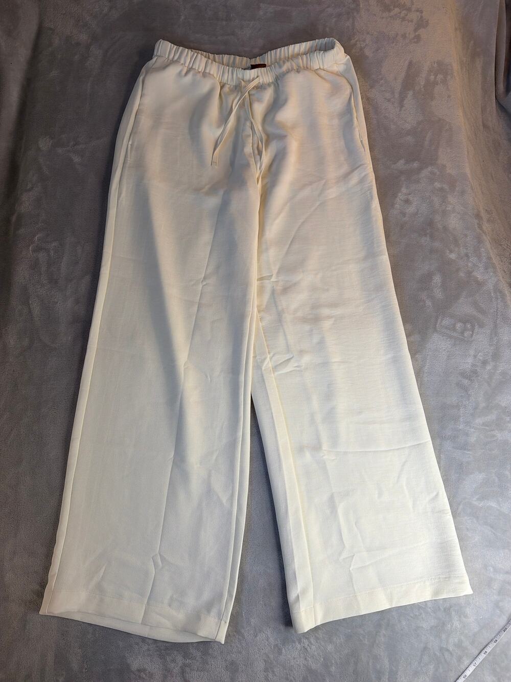 Aritzia Wilfred The Lodge Crepe Pant Cream Amazon Wide Leg Drawstring Large